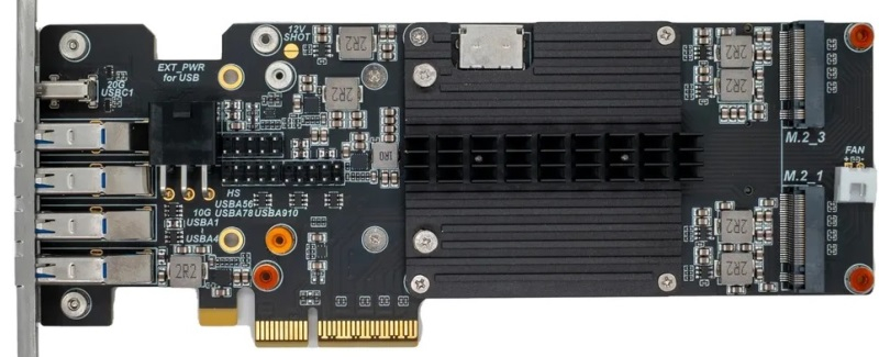 Чипсет AMD B650 превратили в плату расширения, которая добавит в любой ПК четыре слота M2, 11 портов USB и OCuLink