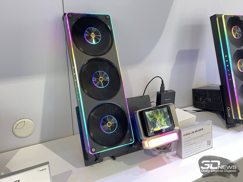 Репортаж со стенда Ocypus на Computex 2026: корпусные дисплеи, СЖО с обдувом VRM, кулеры с дисплеями и новые корпуса